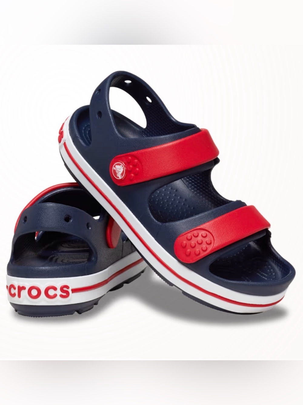 CROCS Toddler Crocband Cruiser (Boys C8) Red, White & Blue double strap sandal